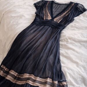 Vintage BCBG Max Azria Silk Lace Dress Sheer Mini Slip Dress Black Y2K Romantic